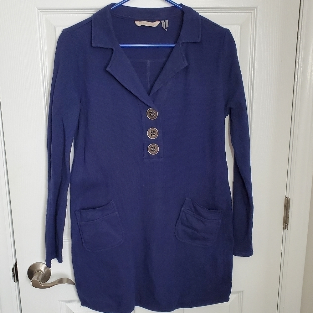 SOFT Surroundings Thermal Style Three Button V-Neck Tunic Long Sleeve Top